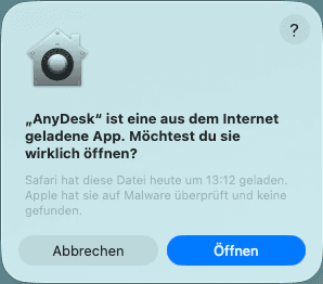 macOS Sicherheitswarnung beim ersten Öffnen