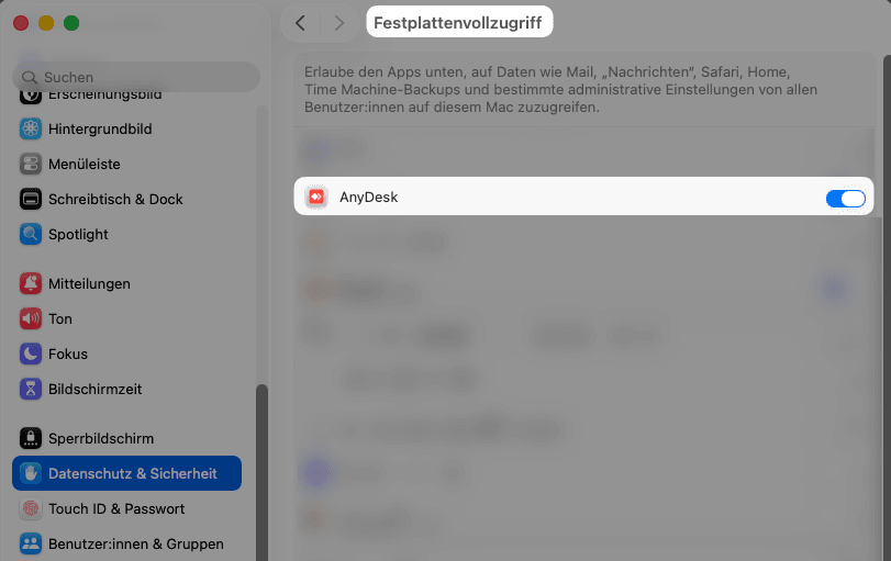 Festplattenvollzugriff → AnyDesk aktiv