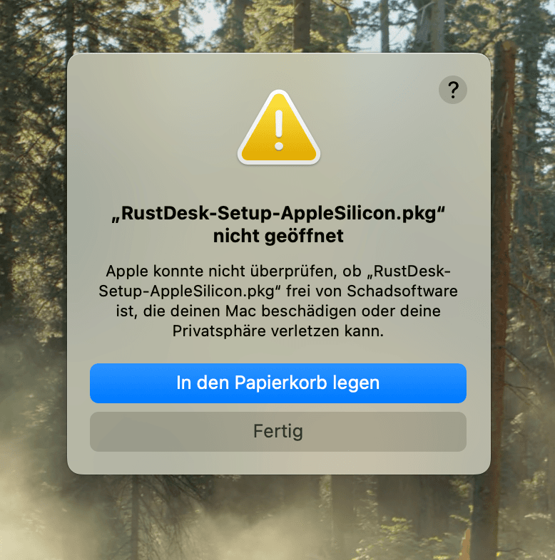 macOS Sicherheitswarnung beim Öffnen