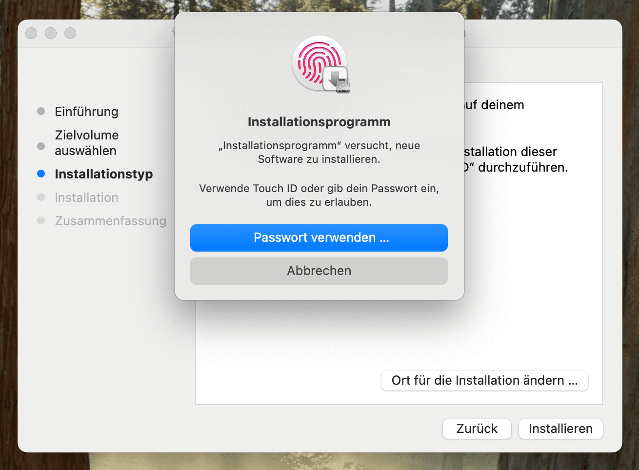 Passwort-Abfrage während der Installation