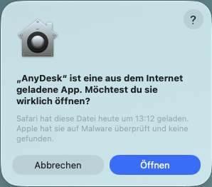 macOS Sicherheitswarnung beim ersten Öffnen