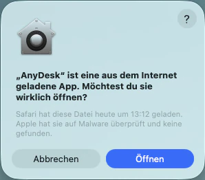 macOS Sicherheitswarnung beim ersten Öffnen