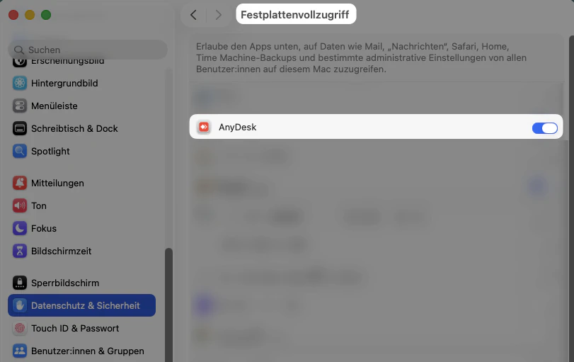 Festplattenvollzugriff → AnyDesk aktiv