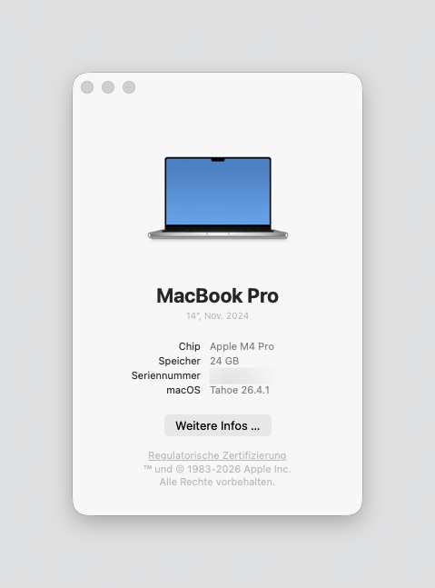 „Über diesen Mac" – Chip-Anzeige (hier: Apple Silicon)