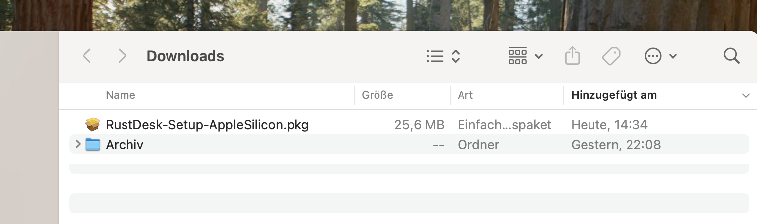 Datei im Downloads-Ordner nach dem Download