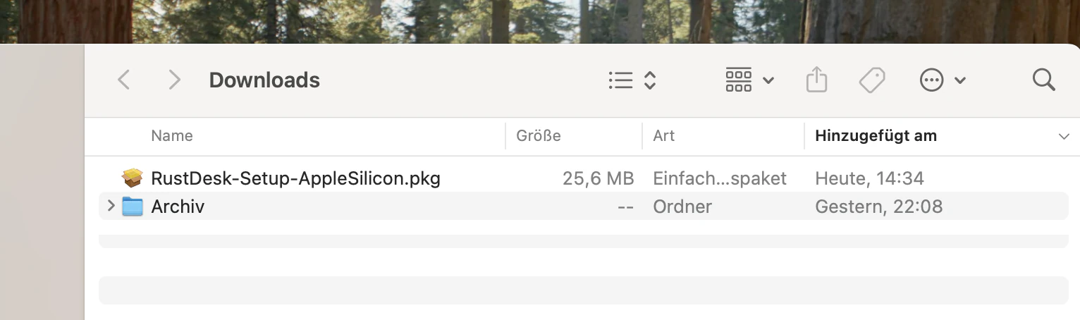 Datei im Downloads-Ordner nach dem Download