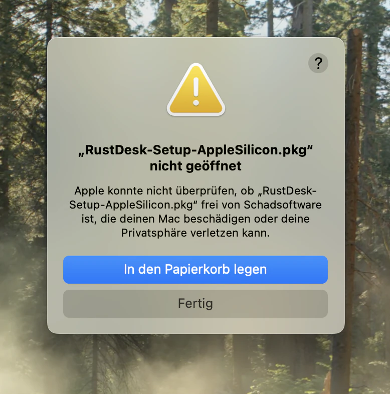 macOS Sicherheitswarnung beim Öffnen