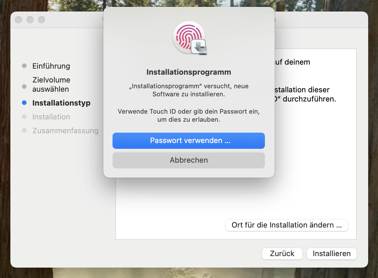 Passwort-Abfrage während der Installation